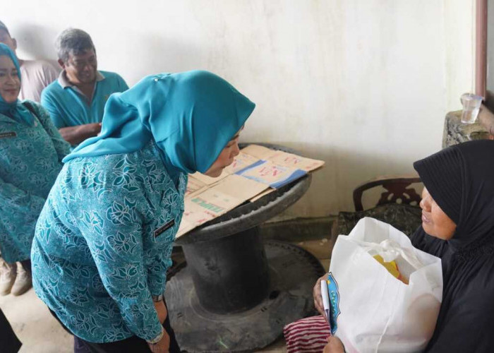 Bagikan Sembako, Feby Deru Berbagi Kebahagiaan dengan Warga Talang Kepuh