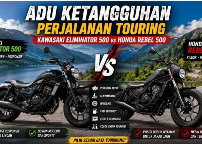 Head to Head Kawasaki Eliminator 500 vs Honda Rebel 500, Siapa Raja Touring Anti Pegal?