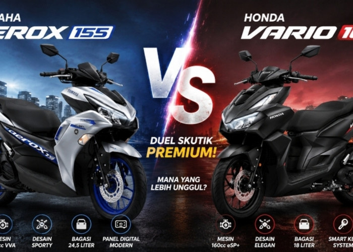 Duel Skutik Premium! Yamaha Aerox 155 Tantang Honda Vario 160, Mana yang Lebih Unggul?