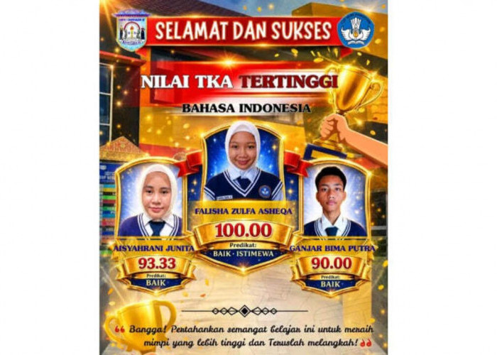 Hasil TKA Tiga Murid Raih Skor Tertinggi di SMPN 1 Banyuasin III dari Mapel Bahasa Indonesia