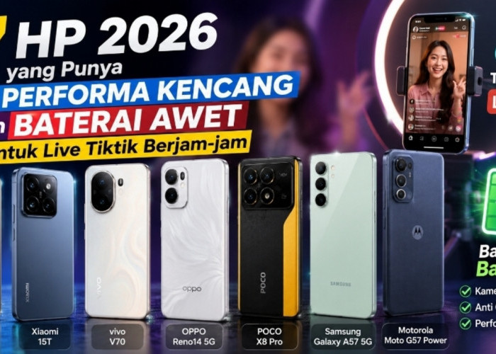 Live TikTok Berjam-jam? Ini 7 HP 2026 yang Punya Performa Kencang dan Baterai Awet