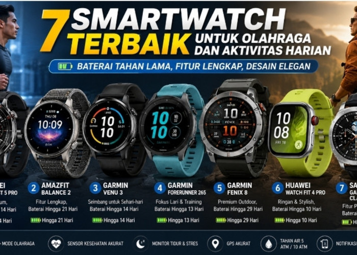 7 Smartwatch Terbaik untuk Olahraga dan Aktivitas Harian, Baterai Tahan Lama