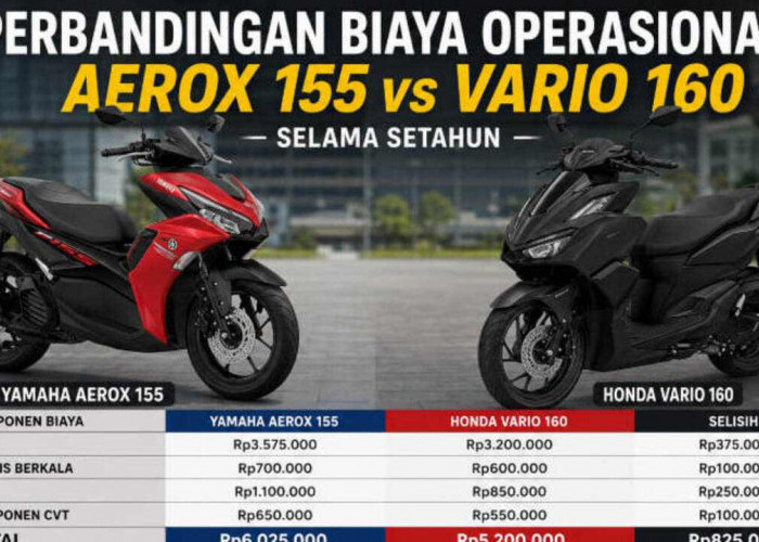 Perbandingan Biaya Operasional Yamaha Aerox 155 dan Honda Vario 160 Selama Setahun, Mana yang Lebih Hemat?