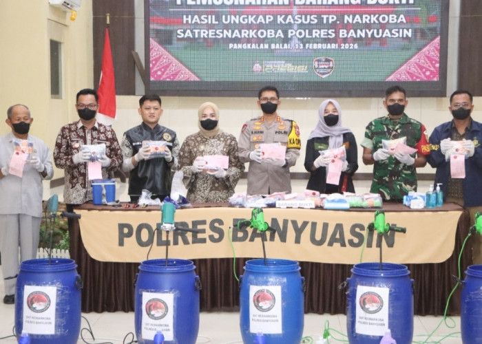 Polres Banyuasin Musnahkan 21,9 Kg Sabu, Selamatkan 110 Ribu Jiwa