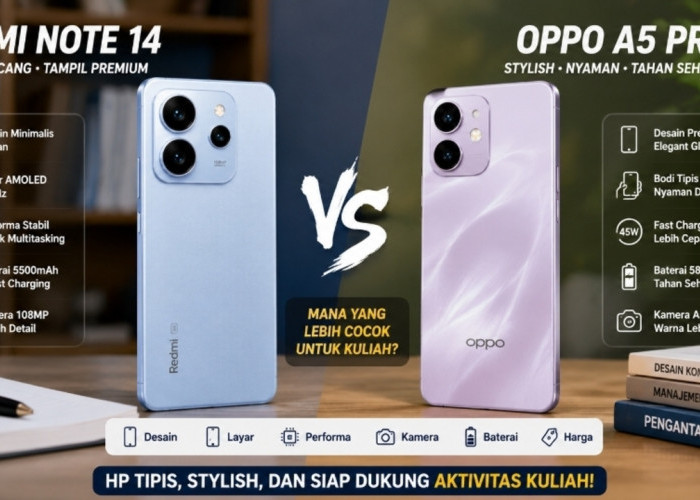 Duel HP Tipis 2026! Redmi Note 14 atau OPPO A5 Pro, Siapa yang Paling Stylish dan Nyaman Dibawa ke Kampus?