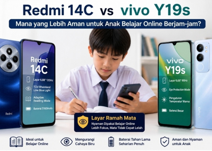 Redmi 14C atau vivo Y19s, Siapa Jawara HP Murah dengan Layar Nyaman dan Bikin Mata Tak Cepat Lelah?