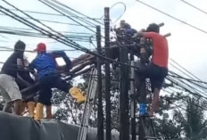 Tersengat Listrik, Pekerja Jaringan Wifi Tergantung di Tiang 1 Jam Lebih, Begini Kondisinya!
